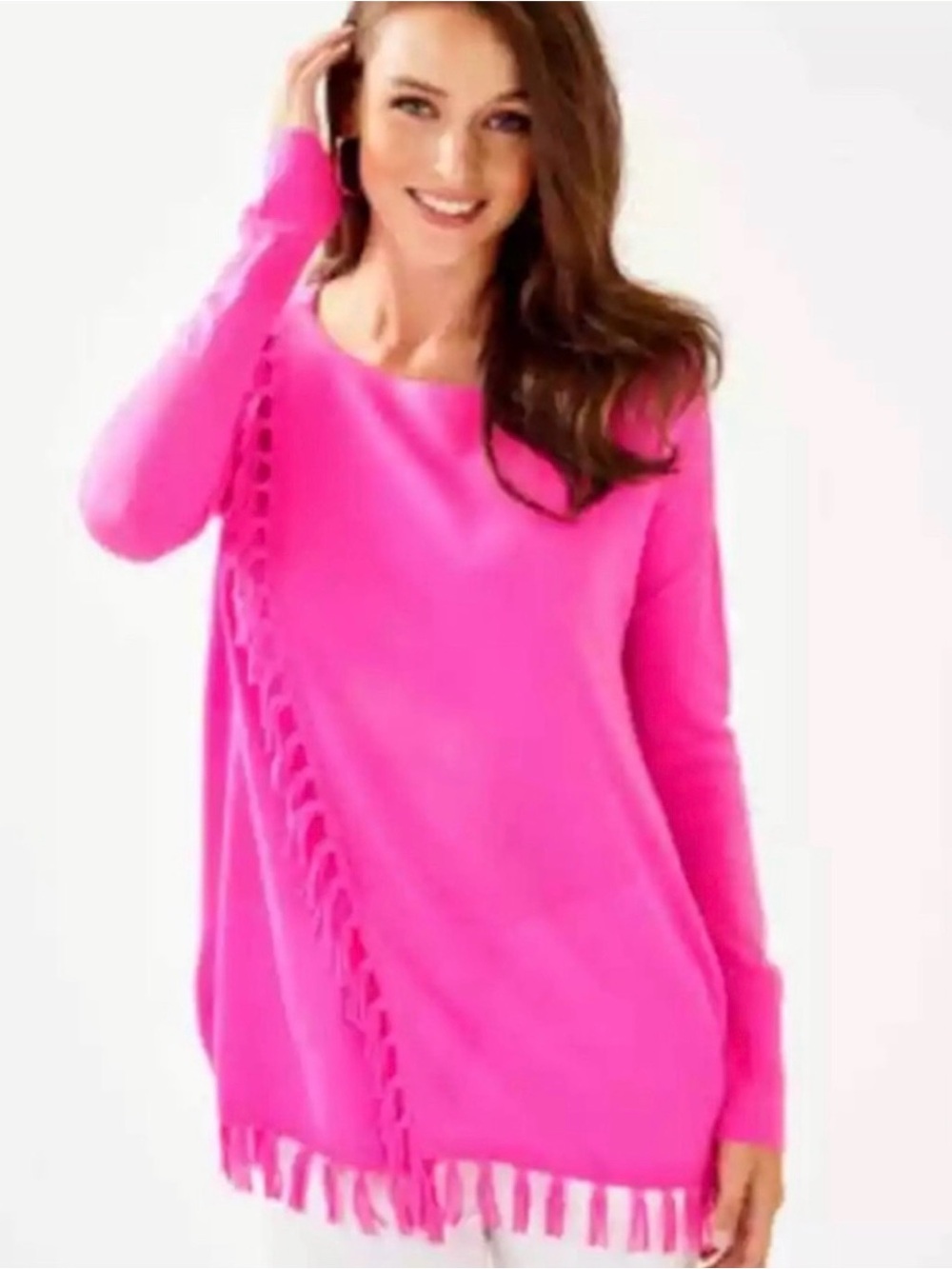 Lilly Pulitzer Emberly Fringe Pink Sweater